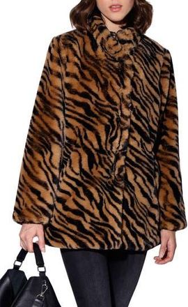 Walter Baker Priscilla Faux Fur Coat in Tiger at Nordstrom Rack, Size X-Small