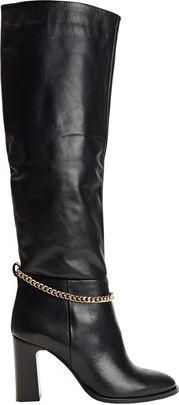 8 by YOOX LEATHER CHAIN-DETAIL HIGH BOOT