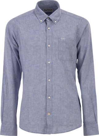 Barbour Nelson linnen en katoenen shirt met lange mouwen