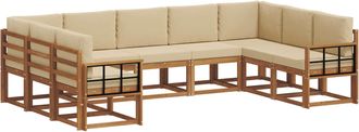 vidaXL Conjunto De Sof&aacute;s De Exterior 9 Uds. Natural Y Beige Vidaxl