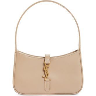 Saint Laurent Micro Le 5 &agrave; 7 Leather Hobo in Dark Beige at Nordstrom