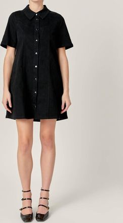 English Factory Washed Denim Mini Dress In Black