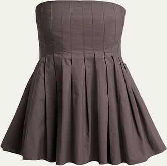 Proenza Schouler Avine Pleated Strapless Peplum Top