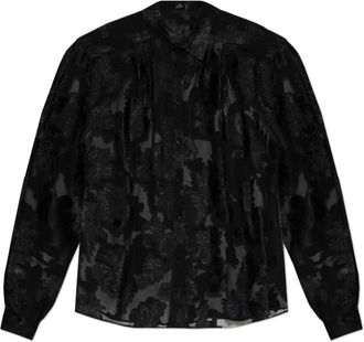 Etro Fil Coup&eacute; Chiffon Button-Up Shirt - Dames - Overhemden - Zwart - M - Chiffon - Overhemden
