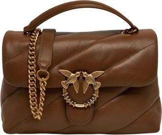 Pinko Puff Classic New Buckle - Dames - Schoudertassen - Bruin - ONE Size - Katoen - Tassen