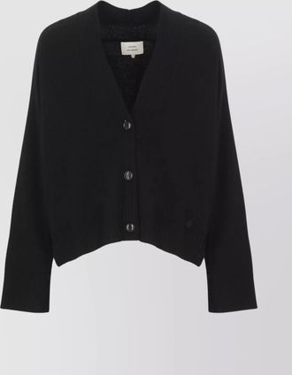 Loulou Studio cropped v-neck wool cardigan with long sleeves