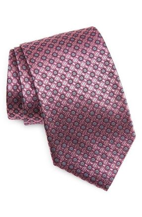 Nordstrom Neat Medallion Silk X-Long Tie in Pink at Nordstrom