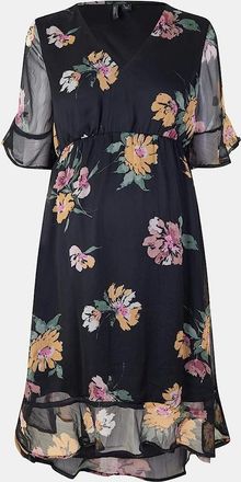 Vero Moda Womens Mo Smilla V-Neck Midi Milkmaid Dress - Black - Size: 12