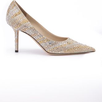 Jimmy Choo London Gold Mix Crystal Love 85 Womens Pumps