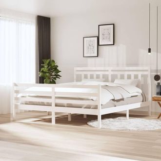 Berkfield Home Bed Frame White 180x200 cm Super King Size Solid Wood