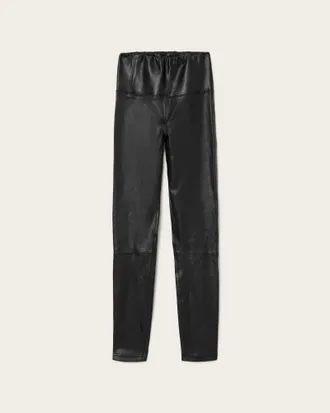 AllSaints Leather Cora Leather Stretch Leggings, Size: UK 14/US 10