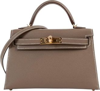 Herm&egrave;s Etoupe Mini Kelly with Gold Hardware