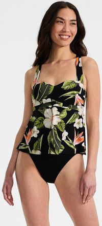 Lands End Sweetheart Fauxkini One Piece in Hibiscus Floral/black at Nordstrom, Size 16