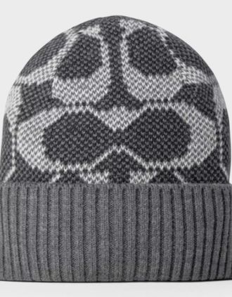 Coach Womens Signature Beanie Grey - Size: ONE size