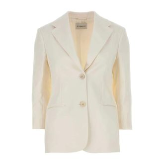 Givenchy Jassen, Dames, Wit, S, Leer, Enkelrijdig Jasje met 2 Knopen