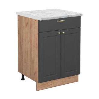 Vicco Mueble Bajo De Cocina Fame-line, Antracita-oro, 60 Cm Con Caj&oacute;n, Et M&aacute;rmol Vicco
