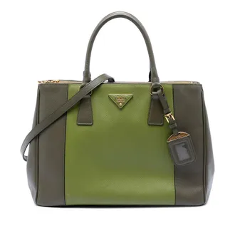 Prada Pre-owned Prada Medium Bicolor Saffiano Lux Galleria Double Zip Satchel Ladies Q7SF6Z71FKP9E17R