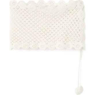 Mango Side Tie Crochet Cover-Up Miniskirt in Ecru at Nordstrom, Size Medium