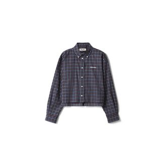 Miu Miu Plaid Shirt, Woman, Blue/cocoa Brown, Size 40