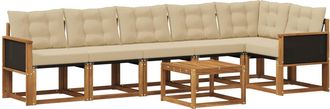 vidaXL Conjunto De Sof&aacute;s De Exterior 7 Uds. Natural Y Beige Vidaxl