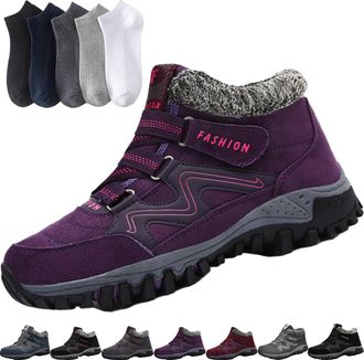 Generic Women/Mens Thermal Winter Outdoor Boots, Warm Plus Fleece Thickened Thermal Non-slip Wear-resistant Hiking Ankle Shoes (Purple, Adult, Adult, Women, 8
