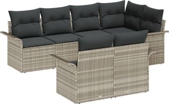 vidaXL Vidaxl - Garden Sofa Set with Cushion 7 pcs Light grey Poly rattan