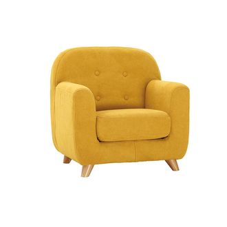 Miliboo Sill&oacute;n Para Ni&ntilde;os N&oacute;rdico Tejido Efecto Aterciopelado Amarillo Mostaza Norkid