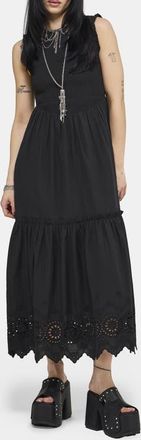 Disturbia Noirette Broderie Midi Dress in Black at Nordstrom, Size 10