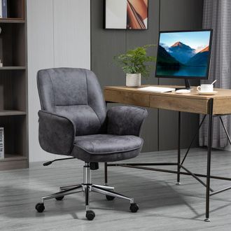 Vinsetto Swivel Computer Office Chair Mid Back Desk Chair for Home in Mid Grey
