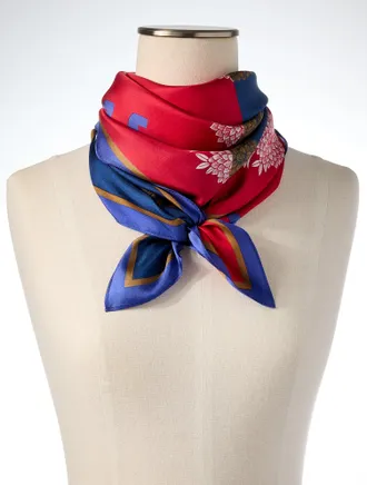 Talbots Effortless Horseshoes Square Scarf - Red - 001 Talbots