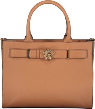 Versace Elegant And Sophisticated Brown Leather Handbag