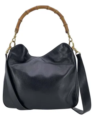 Gucci Black Leather Bamboo Shoulder Bag (Authentic Pre-Loved)