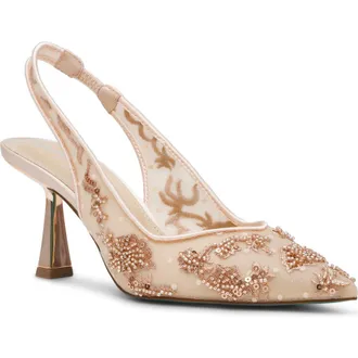 Betsey Johnson Nikki Pointed Toe Slingback Pump in Blush at Nordstrom, Size 9.5