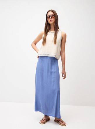Twik Womens Side-slit textured crepe maxi skirt