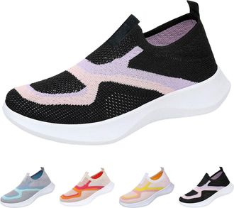 Generic Orthopaedic Shoes Womens Slip On Without Lacing Running Shoes Lightweight Flat Sole Trekking Shoes Woven Breathable Sports Shoes Casual Comfortable Hi