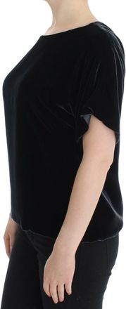 Dolce & Gabbana Womens Black Velvet Shortsleeved Blouse Silk