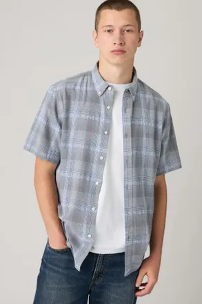Levi's Short Sleeve Authentic Button Down Lightweight Shirt - Hombre - 2XL - Azul / Bennett Plaid Moonlight Blue