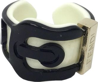 Fendi Black Gold White Plastic Band Ring (Pre-Owned)