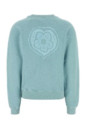 Kenzo Womens Melange Light-Blue Cotton Sweatshirt Glacier Exterior: Maglieria