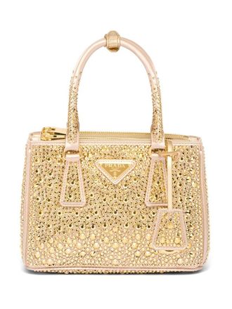 Prada Galleria crystal-embellished satin mini bag - Gold