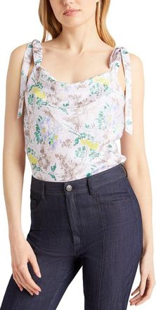 Cinq à Sept Light Washed Floral Tied Marta Cami