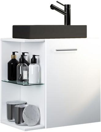 ebuy24 Ebuy24 - Set Vcm De 2 Piezas Lavadero Para Invitados Wc Ba&ntilde;o De Invitados Wc De Lavabo Set De Ba&ntilde;o - Hausa-bl (blanco)