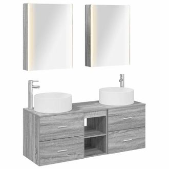 vidaXL Juego De Muebles De Ba&ntilde;o 5 Pcs Sonoma Gris Vidaxl