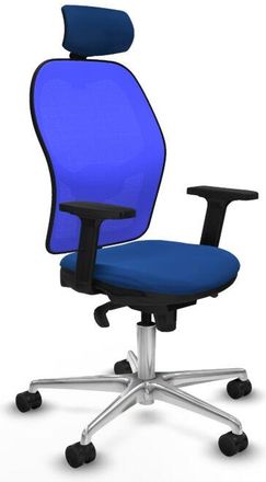 Piqueras y Crespo Piqueras Y Crespo - Jorquera Sincro Malla Azul Similpiel Azul Brazos 2d Base Aluminio Cabecero 2d Ruedas 65mm Nailon