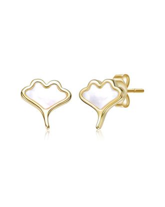 Rachel Glauber 14K Plated Pearl Earrings