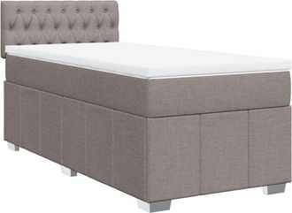 vidaXL Cama Box Spring Con Colch&oacute;n Tela Gris Taupe 80x200 Cm Vidaxl