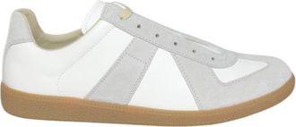 Maison Margiela Minimalist White Sneakers With Suede And Smooth Leather Panels