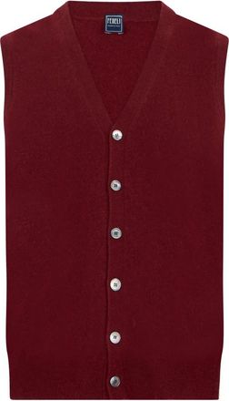 Fedeli Mouweloze Cardigan met V-hals - Heren - Spencers - Rood - S - Kasjmier - Truien & Vesten