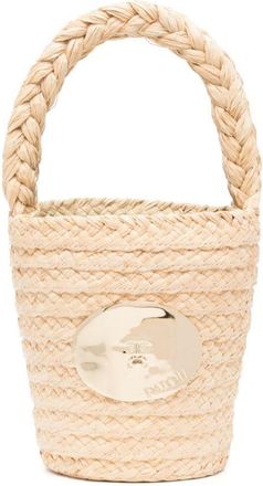 Patou Iconic raffia bucket bag - women - Polyester/Raffia - One Size - Neutrals