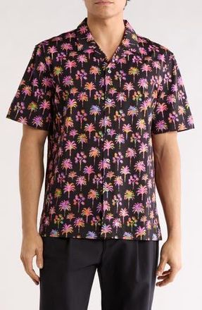 Bugatchi Cole OoohCotton Short Sleeve Shirt in Black at Nordstrom Rack, Size X-Large
